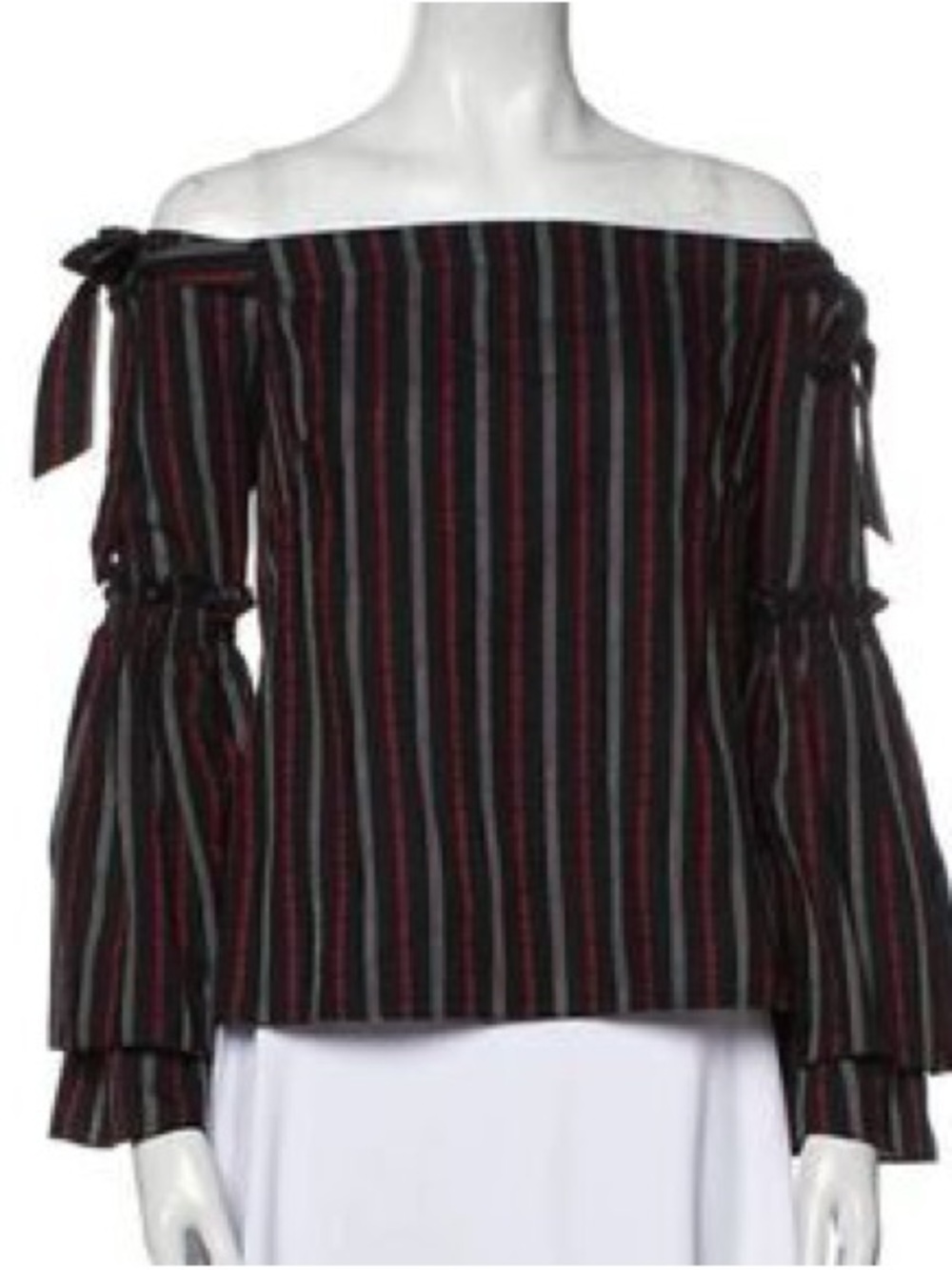 Intermix Striped Tie-Shoulder Top